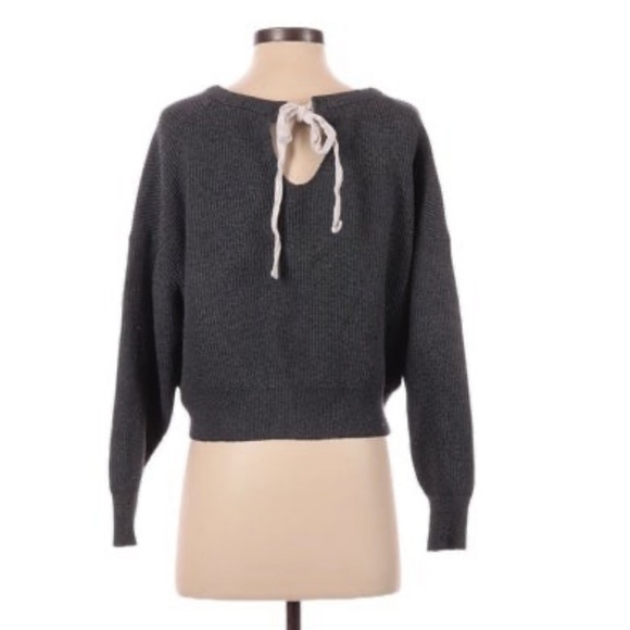 Zara Women's Dark Gray Tie Back Soft Knit Cropped Dolman sleeve Oversize Sweater - Picture 9 of 9